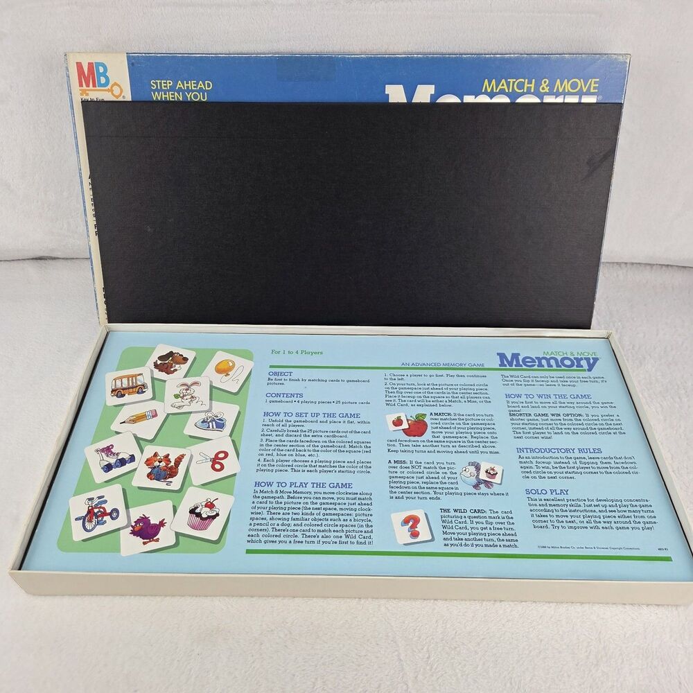 Vintage 1986 Milton Bradley Match & Move Memory Board Game Complete Excellent - Picture 2 of 9